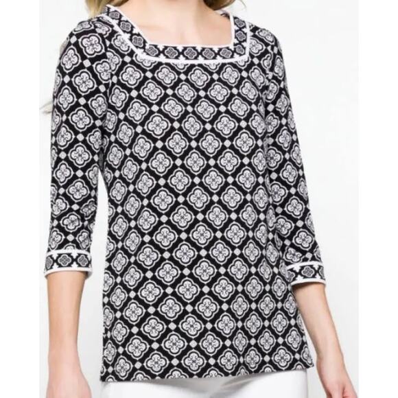 Magnolia Grace Mariana Square Neck 3/4 Sleeve Tunic Top, M - Picture 1 of 7